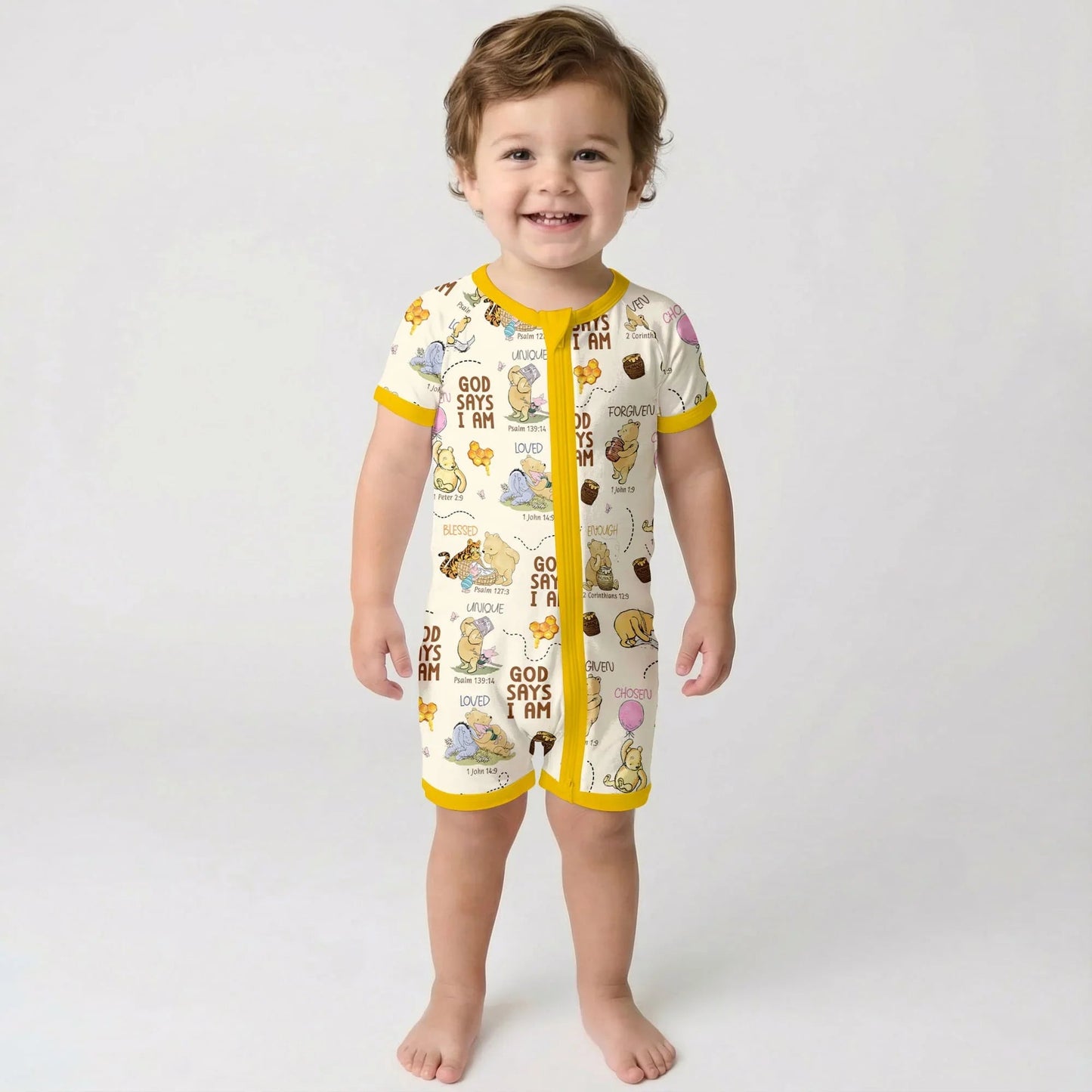God Says I Am – Little Blessings Bamboo Shorty Zippy