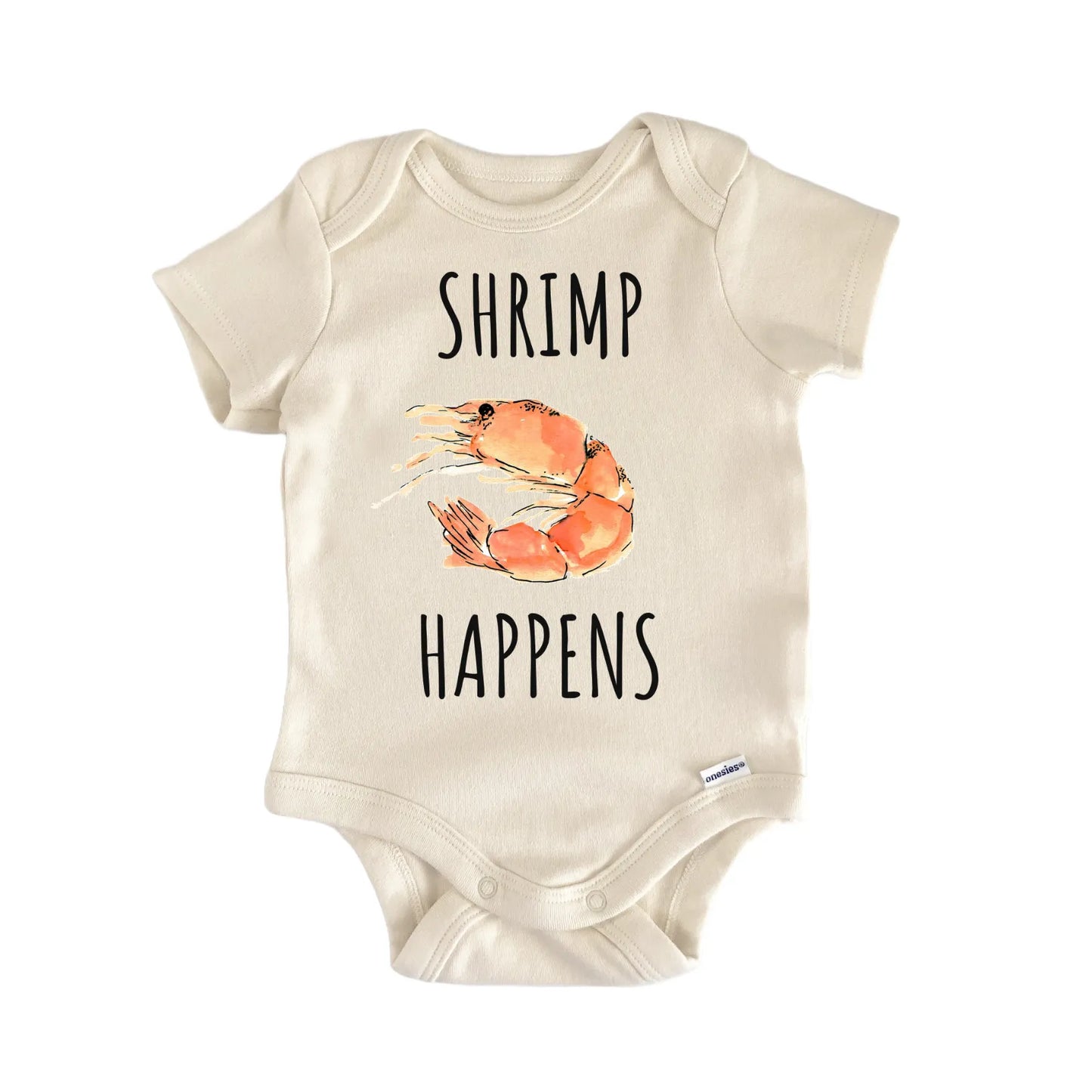 Shrimp Happens Seafood Newborn Gift Baby Bodysuit
