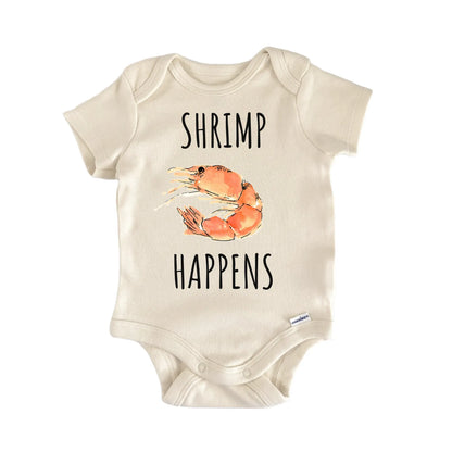 Shrimp Happens Seafood Newborn Gift Baby Bodysuit