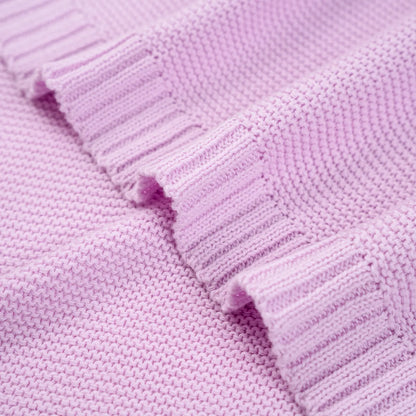 Classic Knit Cotton Baby Blanket in Lilac