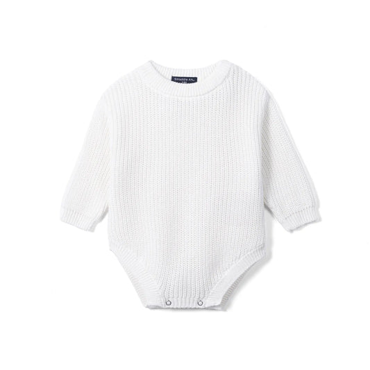 Classic Chunky Knit Baby Romper in White