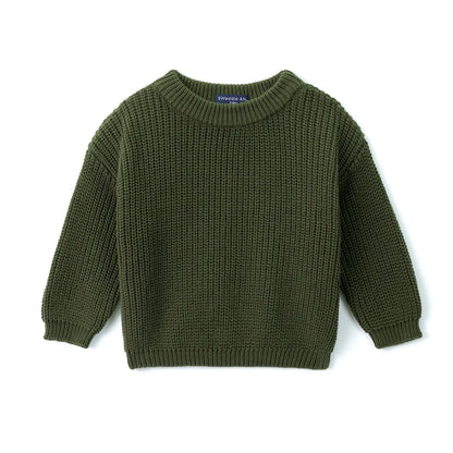 Classic Knit Baby Sweater in Forest Green