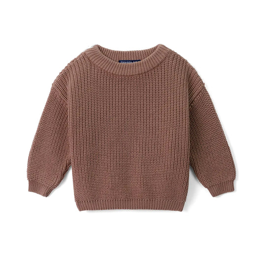 Classic Knit Baby Sweater in Mocha