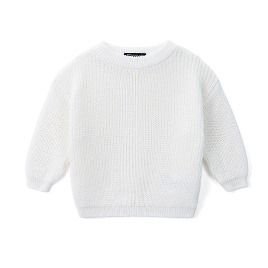 Classic Knit Baby Sweater in Timeless White