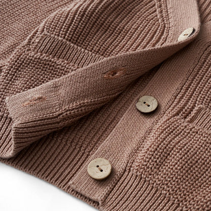 Classic Cardigan with Pockets in Mocha