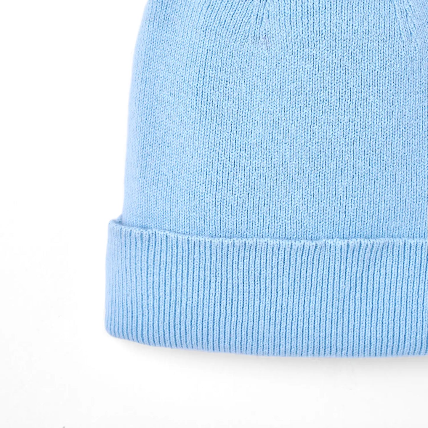 Knit Baby Pom Beanie in Baby Blue