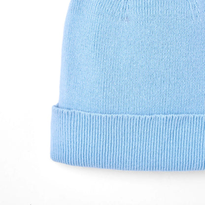 Knit Baby Pom Beanie in Baby Blue