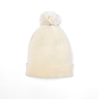 Knit Baby Pom Beanie in Cream