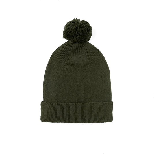 Knit Baby Pom Beanie in Forest Green