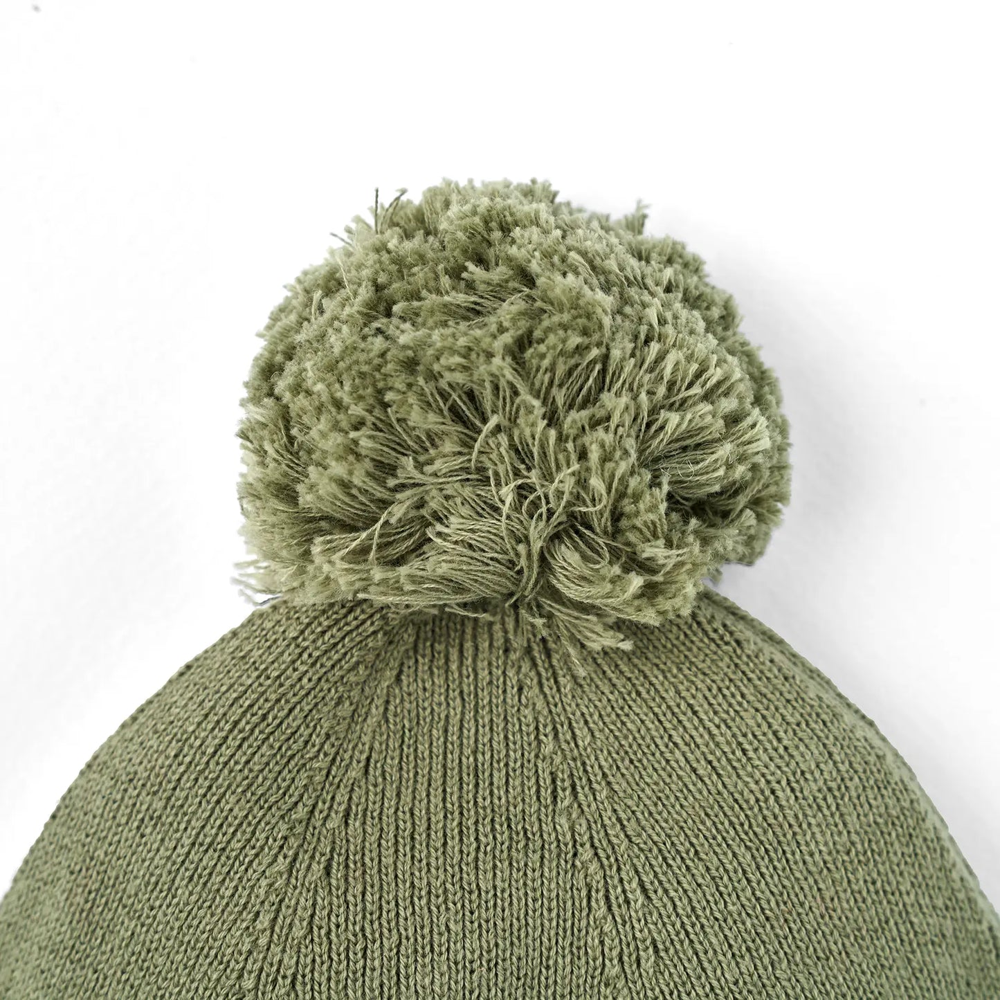 Knit Baby Pom Beanie in Sage Green
