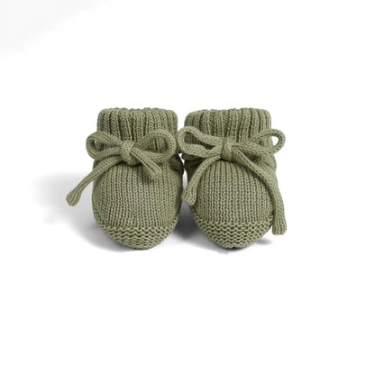 Knitted Booties in Sage Green