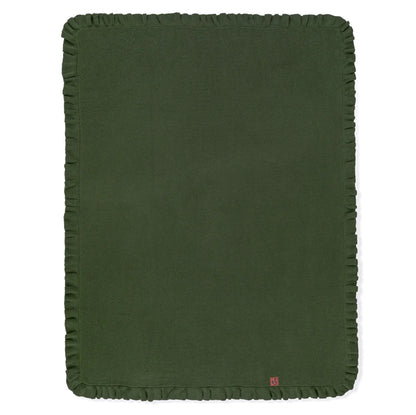 Ruffled Edge Knit Baby Blanket in Forest Green