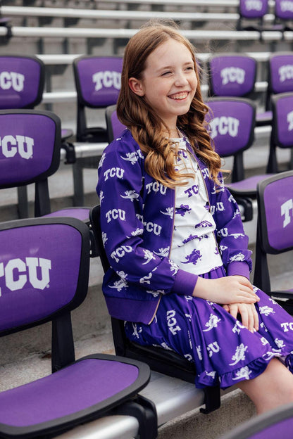 TCU Purple Frog Ruffle Twirl Skort