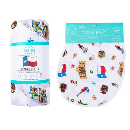 Texas Baby Gift Set: Muslin Swaddle & Bib | Organic Cotton