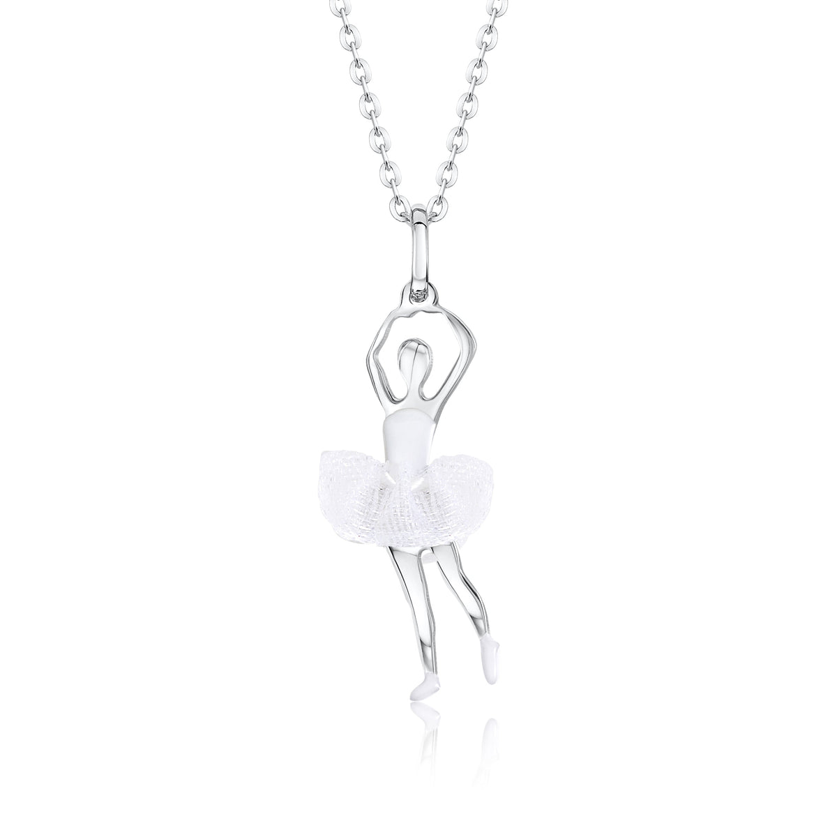 Ballerina Dancer Pendant Necklace in Sterling Silver and Enamel