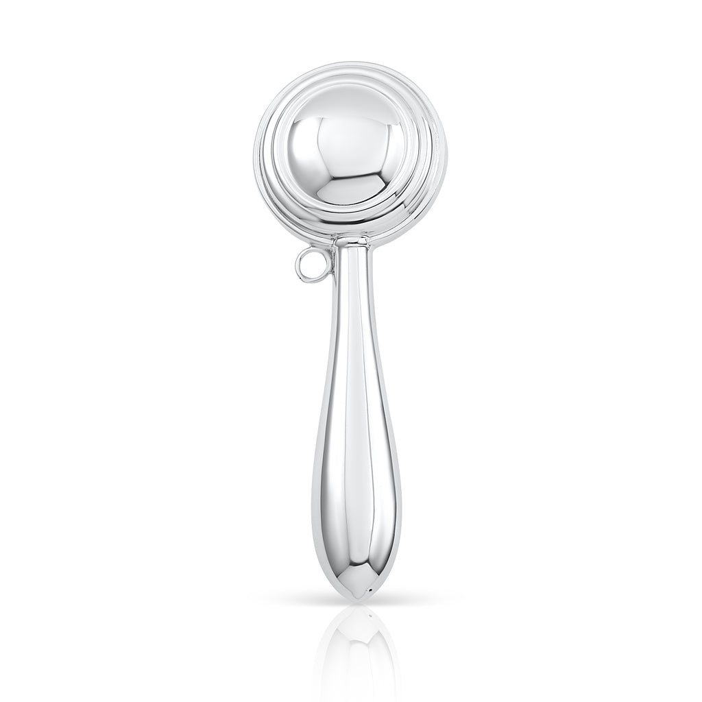UNICORNJ Sterling Silver Keepsake Baby Rattle Victorian Style Round Personalized with Engraved Initials or Name | Complete with Gift Box | Gift for Baby | Made in Italy