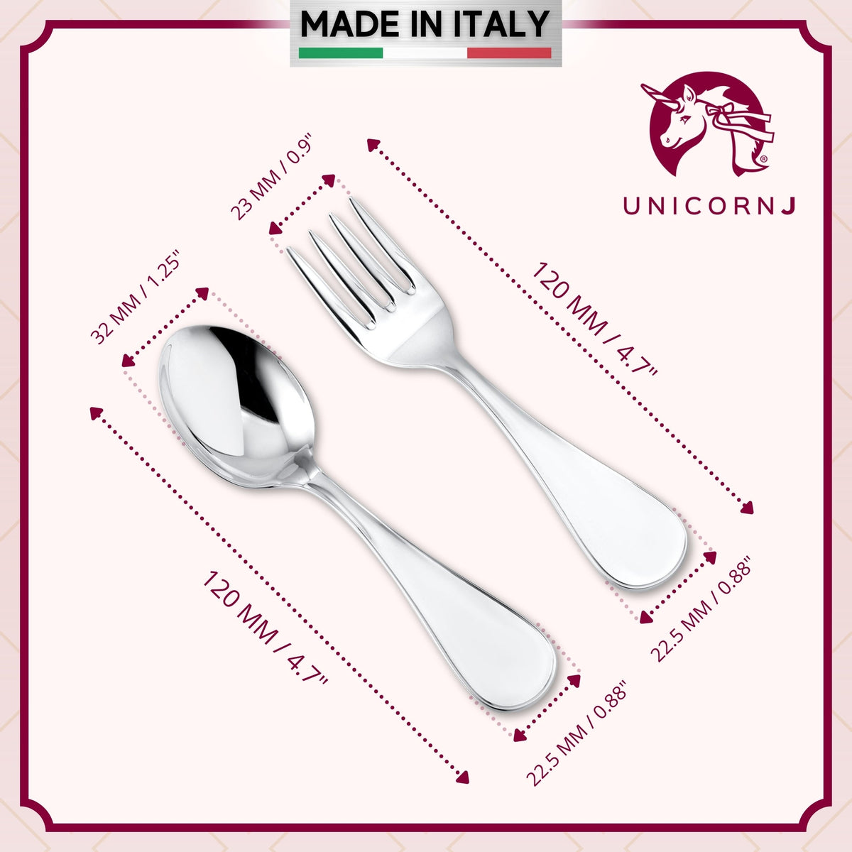 Sterling Silver Baby Spoon and Fork Set Personalized Engravable Keepsake Gift | Plain Modern Design