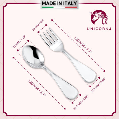 Sterling Silver Baby Spoon and Fork Set Personalized Engravable Keepsake Gift | Plain Modern Design