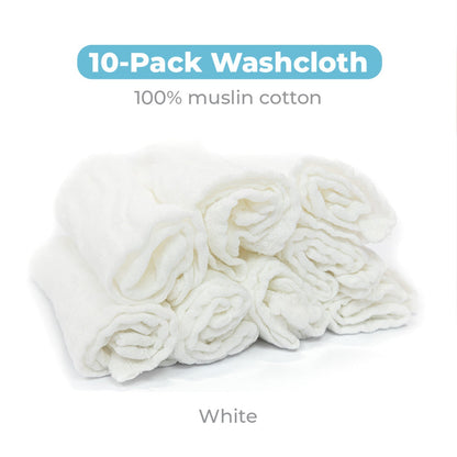 Muslin Baby Washcloths – 10 Pack, White | Primo Passi