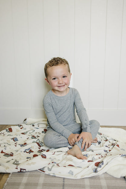 Construction Trucks Ribbed Bamboo Fleece Quilt