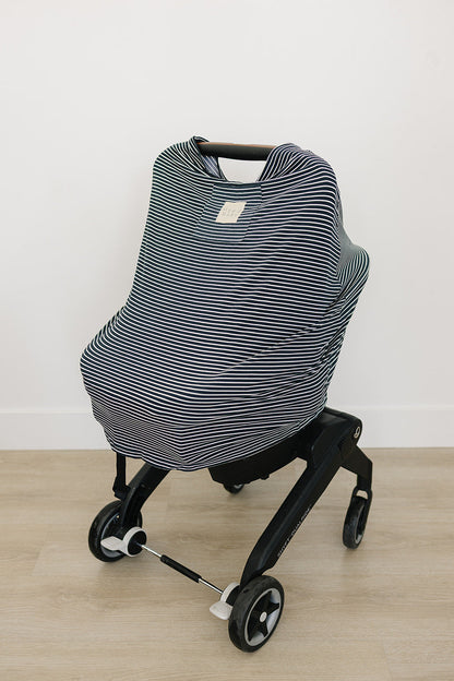 Navy Stripes Ribbed Bamboo Multi-Use Cover
