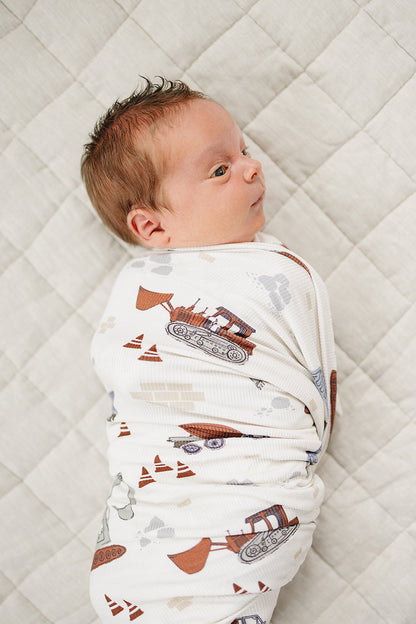 Construction Trucks Bamboo Stretch Swaddle