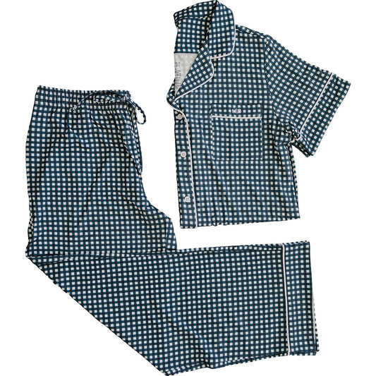 Women's Navy Gingham Lounge Set