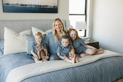 Women's Navy Gingham Lounge Set