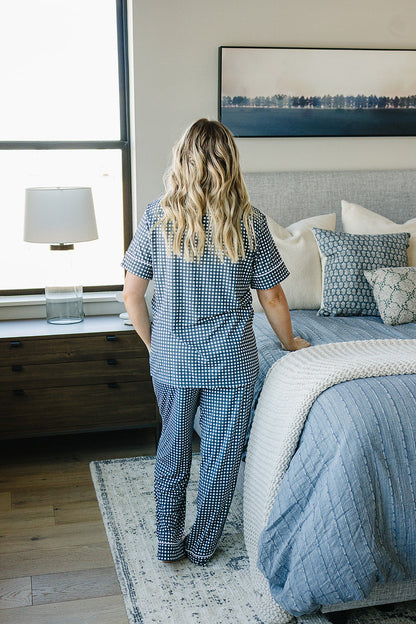 Women's Navy Gingham Lounge Set