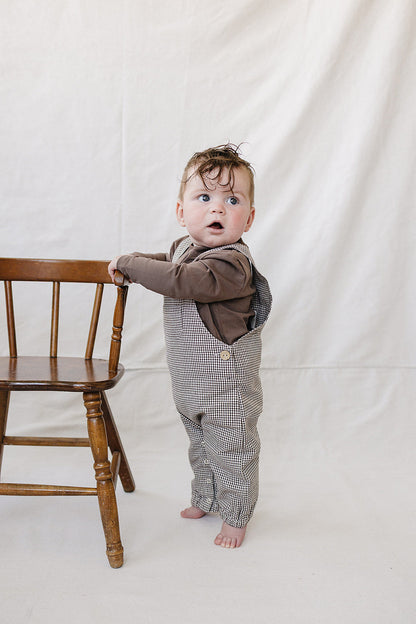 Brown Plaid Overalls