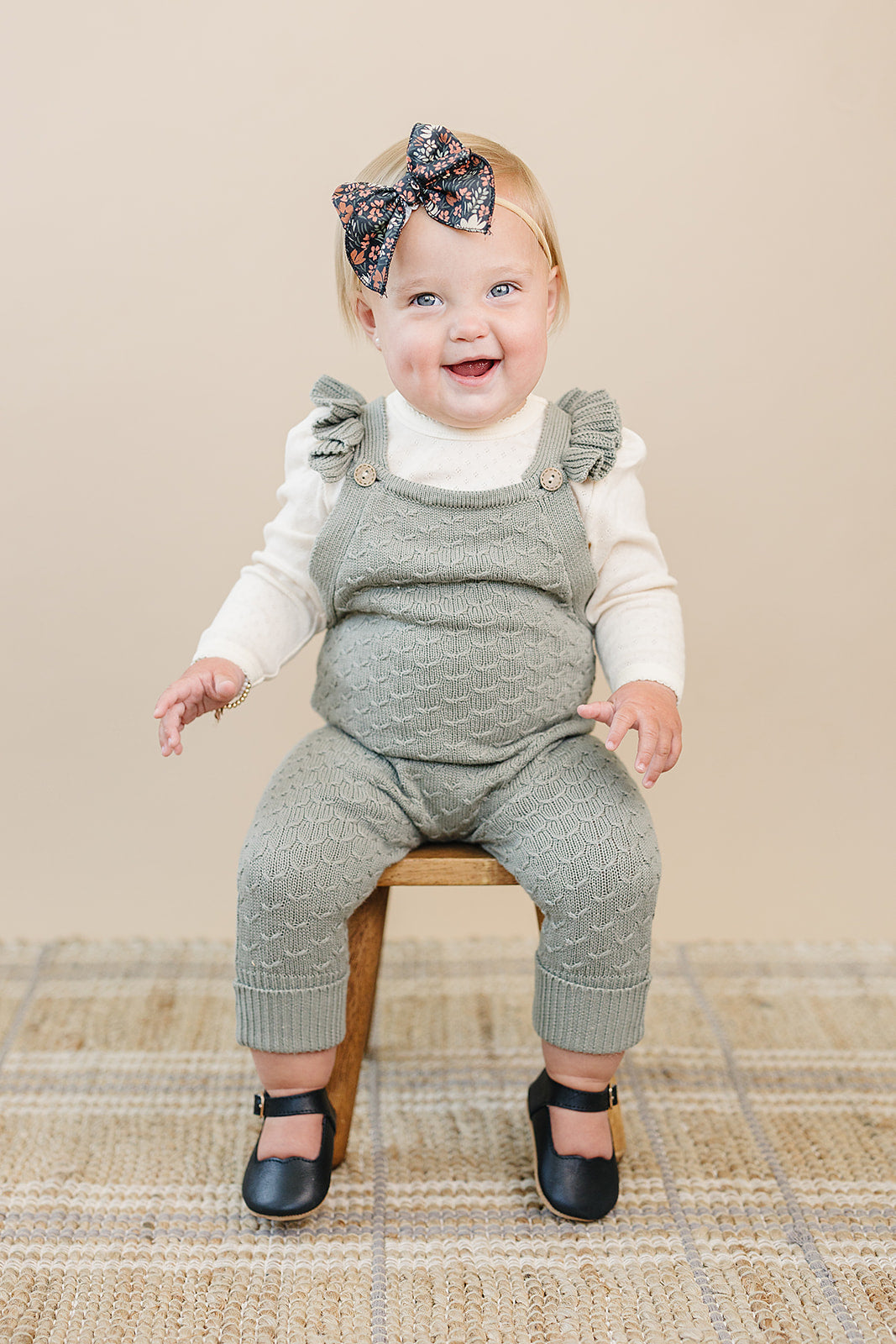 Green Ruffle Knit Overalls