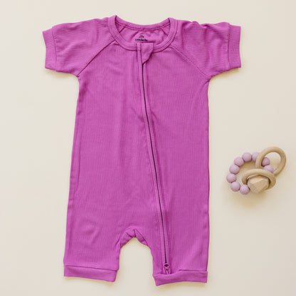 Solid Ribbed Bamboo Shorty Romper (0-3m to 4T)  - more colors