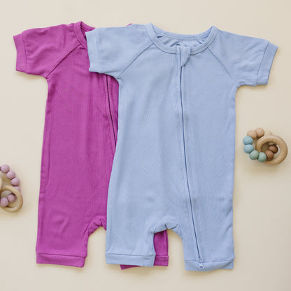 Solid Ribbed Bamboo Shorty Romper (0-3m to 4T)  - more colors
