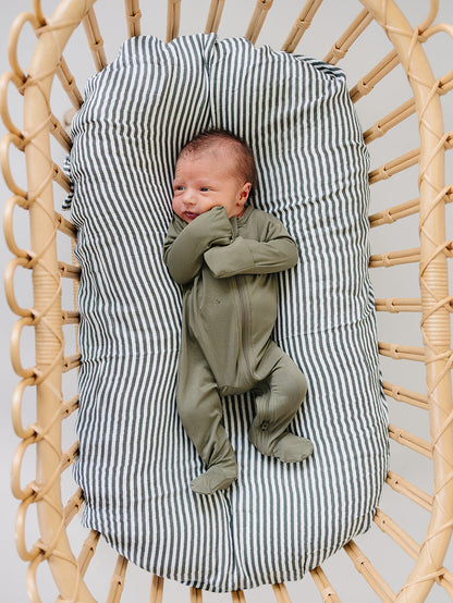Olive Bamboo Footed Zipper