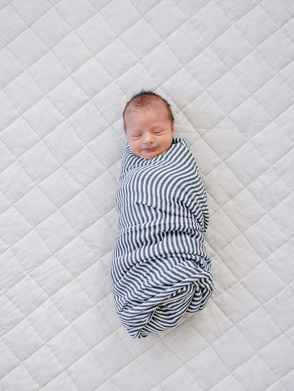 Green Stripes Muslin Swaddle Blanket