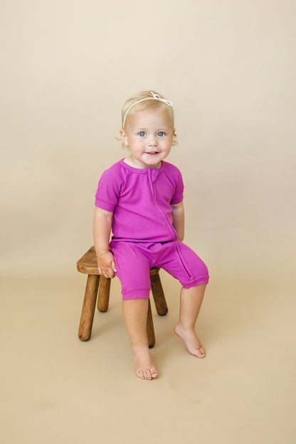 Solid Ribbed Bamboo Shorty Romper (0-3m to 4T)  - more colors