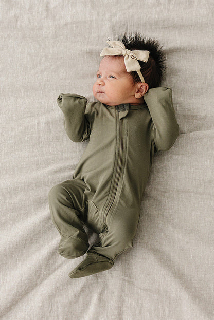 Olive Bamboo Footed Zipper