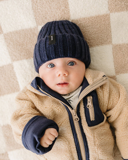 Navy Chunky Knit Beanie