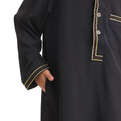 Middle East Boy Robe Stand Collar Button Long Shirt