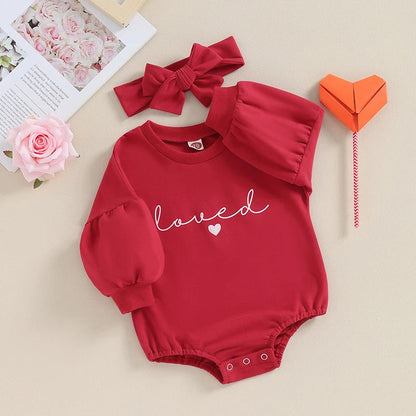 Children's Solid Color Romper Hair Band Set