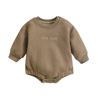 Infant Jumpsuit Solid Color Loose Long Sleeves Onesie