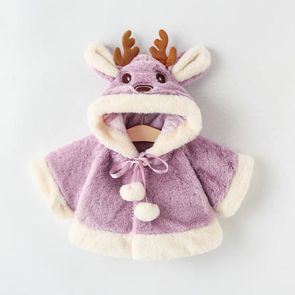 Winter New Thickened Fleece Girls' Cape