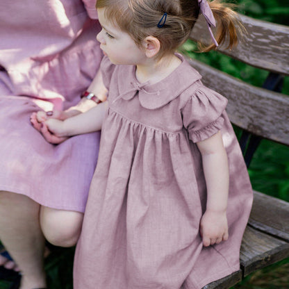 Girls Rustic Cotton And Linen Dress