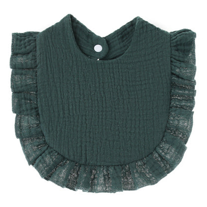 Ruffled Cotton Gauze Lace Bib Saliva Pocket