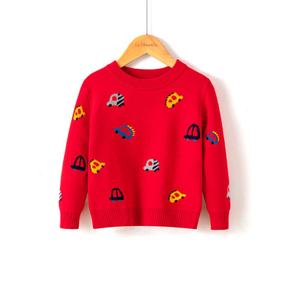 Cotton Double Layer Autumn Winter Christmas Long Sleeved Children's Sweater