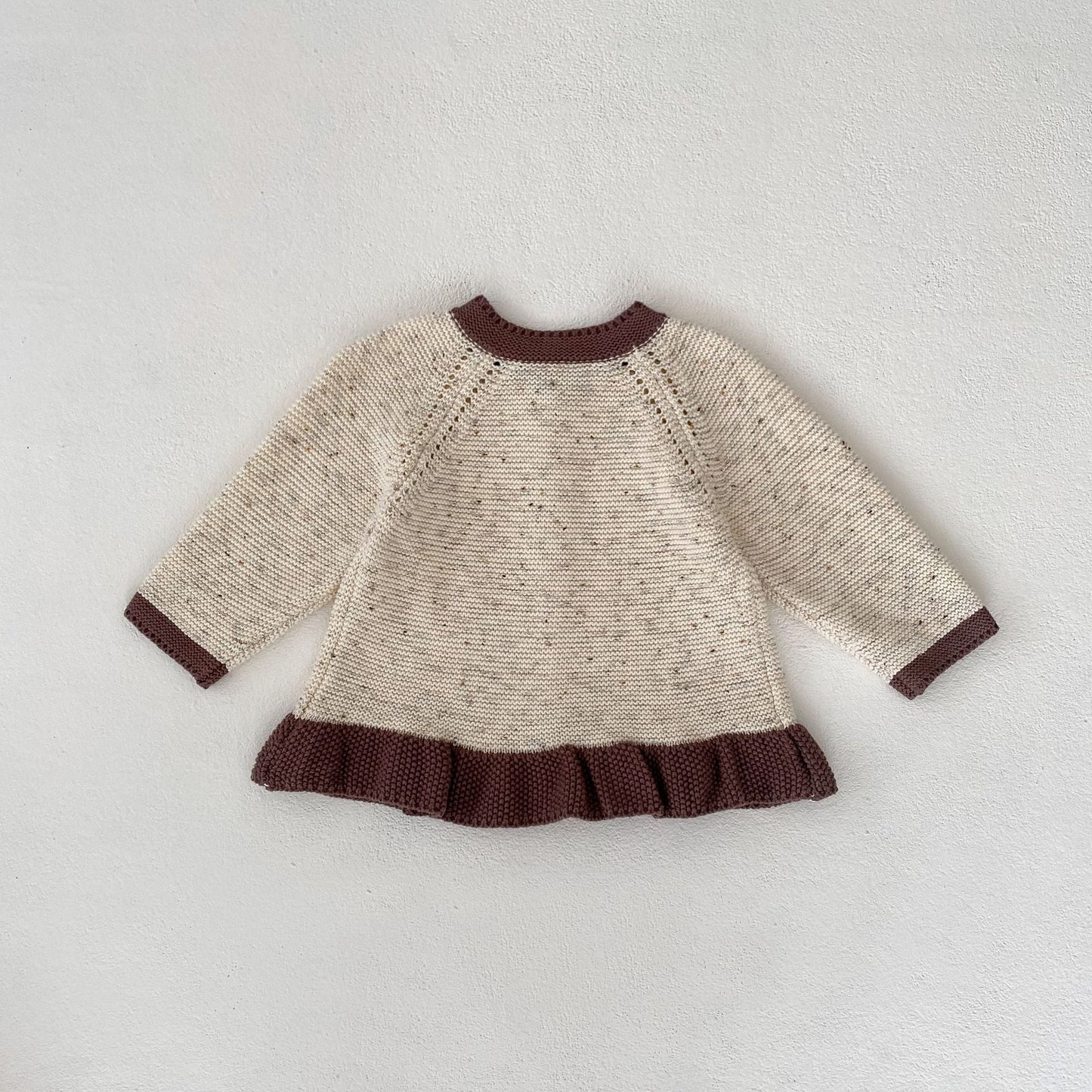 Baby Dot Yarn Ruffled Knitted Cardigan Coat Knitted Bell-bottom Pants