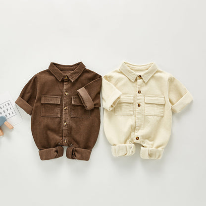 Korean Version Baby Workwear Romper Casual Jumpsuit Corduroy