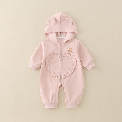 Baby Girl Hooded Cartoon Cute Jumpsuit Infant Fall Outfit Jumpsuit