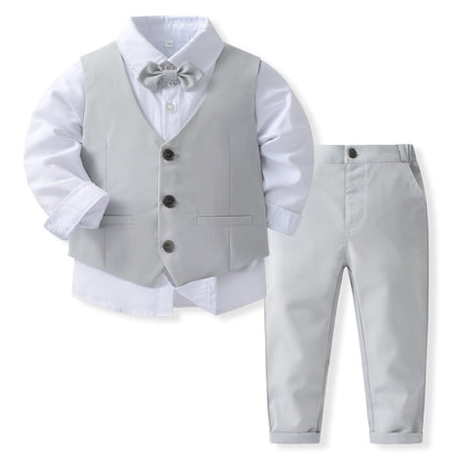 Banquet Party Gentleman Bow Tie Vest Dress Boys' Three-piece Suit