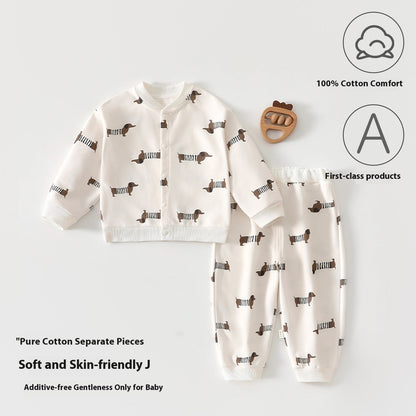Pure Cotton Spring And Autumn Baby Split Sweater Children's Suit Boys